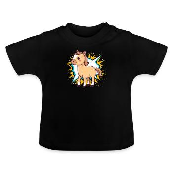 Galop à cheval - T-shirt bio col rond Bébé - noir - Devant