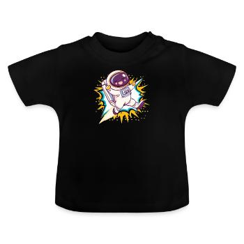Astronaut Kosmos - Baby Bio-T-Shirt mit Rundhals - Schwarz - Vorne