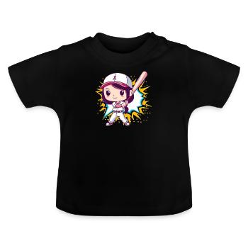 Baseball Batte de baseball Gant de baseball - T-shirt bio col rond Bébé - noir - Devant