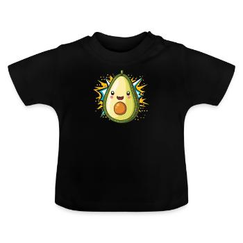 Avocado Healthy Food - Baby Organic T-Shirt with Round Neck - black - Front