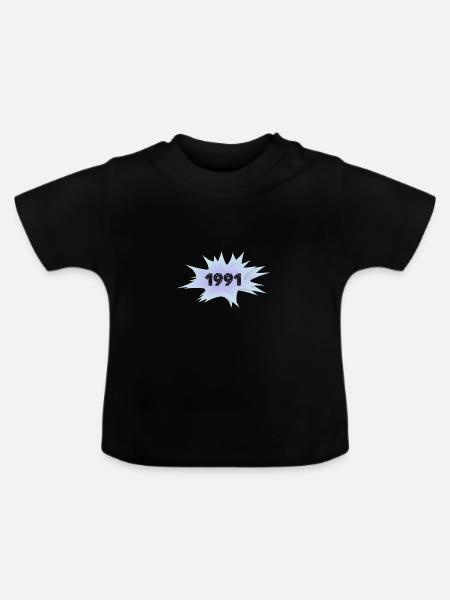 Comic Sprechblase 1991 - Baby Bio-T-Shirt mit Rundhals - Schwarz