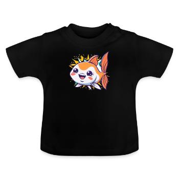 Poisson Poisson Tête de poisson - T-shirt bio col rond Bébé - noir - Devant