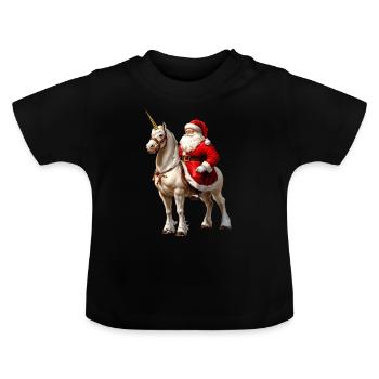 Weihnachtsmann Reiter - Baby Bio-T-Shirt mit Rundhals - Schwarz - Vorne