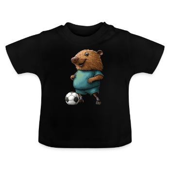 Taupes de football - T-shirt bio col rond Bébé - noir - Devant