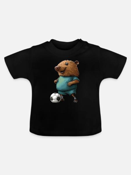 Fussball Maulwürfe - Baby Bio-T-Shirt mit Rundhals - Schwarz