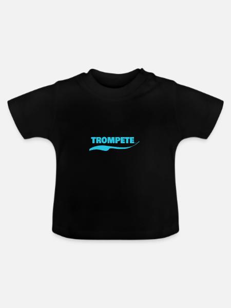 Namensschild Trompete - Baby Bio-T-Shirt mit Rundhals - Schwarz