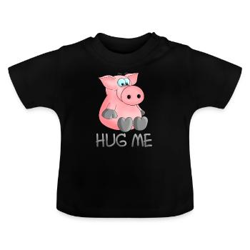 Umarmung - hug me pig - Baby Bio-T-Shirt mit Rundhals - Schwarz - Vorne