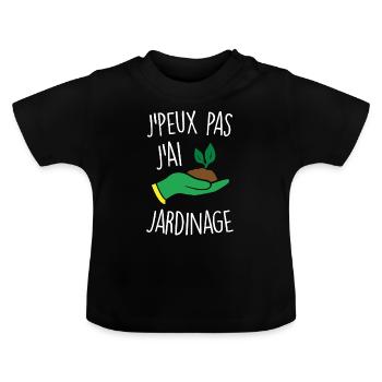 J'peux pas j'ai jardinage - T-shirt bio col rond Bébé - noir - Devant