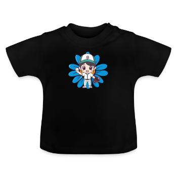 Baseball Baseballspieler - Baby Bio-T-Shirt mit Rundhals - Schwarz - Vorne