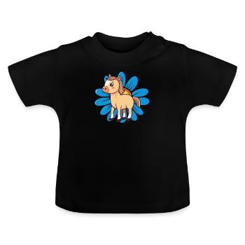 Pferde Wildpferd - Baby Bio-T-Shirt mit Rundhals - Schwarz - Vorne