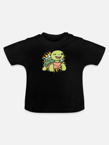 Turtle Schildkröten Uralt - Baby Bio-T-Shirt mit Rundhals - Schwarz
