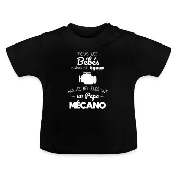 Bébés égaux meilleurs ont un papa mécano - T-shirt bio col rond Bébé - noir - Devant