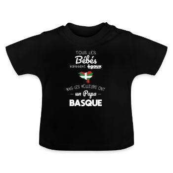 Bébés égaux meilleurs ont un papa Basque - T-shirt bio col rond Bébé - noir - Devant