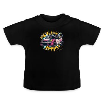 Rallye Flitzer - Baby Bio-T-Shirt mit Rundhals - Schwarz - Vorne