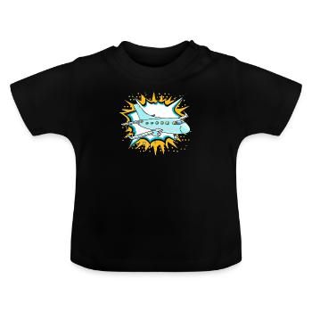 Flugzeug Fliegen Flughafen - Baby Bio-T-Shirt mit Rundhals - Schwarz - Vorne