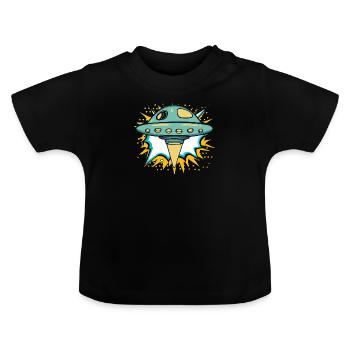 UFO Raumschiff - Baby Bio-T-Shirt mit Rundhals - Schwarz - Vorne
