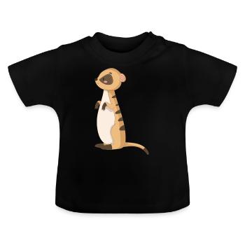 Mongoose Meerkat - Baby Organic T-Shirt with Round Neck - black - Front