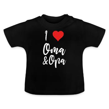 Baby, I Love Oma und Opa Geschenkidee - Baby Bio-T-Shirt mit Rundhals - Schwarz - Vorne