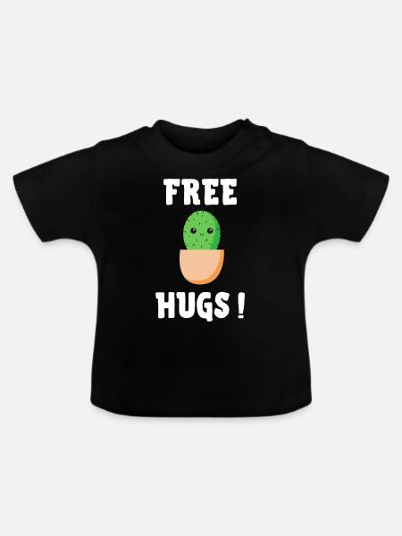 free hugs - Baby Bio-T-Shirt mit Rundhals - Schwarz