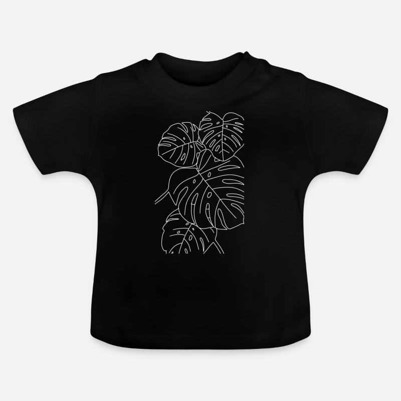 Contour Monstera blanc - T-shirt bio col rond Bébé - noir