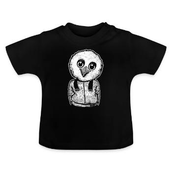 Frohes Comic Küken auf dem spannenden Schulweg! - Baby Bio-T-Shirt mit Rundhals - Schwarz - Vorne