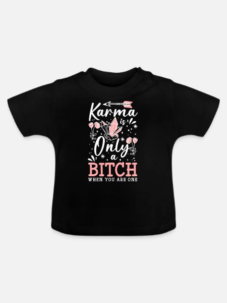 Karma Meditation Sarkasmus Leben - Baby Bio-T-Shirt mit Rundhals - Schwarz