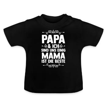 Mama ist die Beste - Baby Bio-T-Shirt mit Rundhals - Schwarz - Vorne