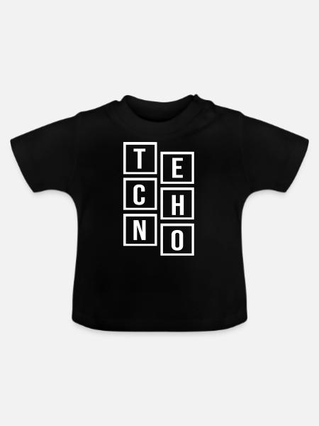 Techno-Square-Musik - Baby Bio-T-Shirt mit Rundhals - Schwarz