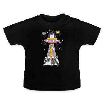 KADUKTION. Meine Katze ist ein Außerirdischer! Für dunkle Kleidung - Baby Bio-T-Shirt mit Rundhals - Schwarz - Vorne