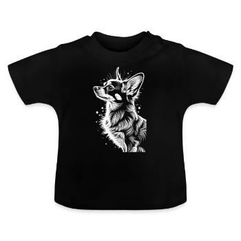 Grâce divine : le Chihuahua en blanc - T-shirt bio col rond Bébé - noir - Devant