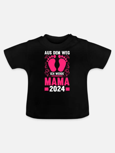 Werdende Mama 2024 - Baby Bio-T-Shirt mit Rundhals - Schwarz