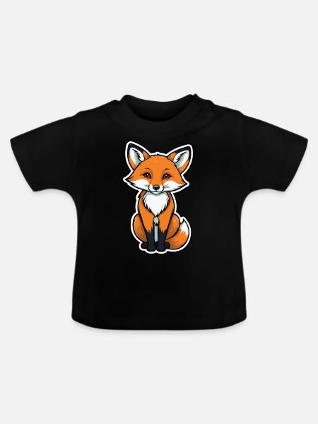 Fuchs Illustration - Baby Bio-T-Shirt mit Rundhals - Schwarz