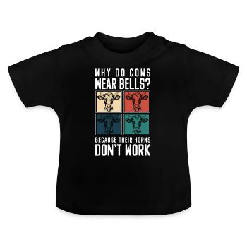 Vaches Vaches laitières Éleveur - T-shirt bio col rond Bébé - noir - Devant