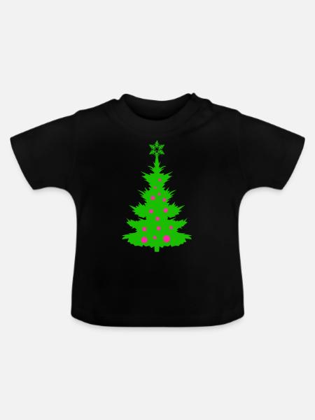 Weihnachtsbaum - Baby Bio-T-Shirt mit Rundhals - Schwarz