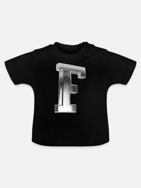 Chrome ,, F " Metallic - Baby Bio-T-Shirt mit Rundhals - Schwarz
