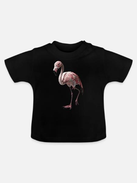 Flamingo - Baby Bio-T-Shirt mit Rundhals - Schwarz