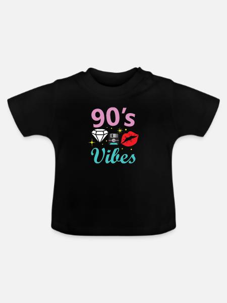 1990iger Sprüche 90s Geschenksidee - Baby Bio-T-Shirt mit Rundhals - Schwarz