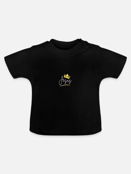 Jesus Crown Script Tee - Baby Bio-T-Shirt mit Rundhals - Schwarz