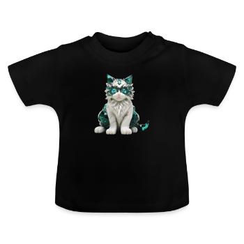 Geburtsstein-Katze Mai - Baby Bio-T-Shirt mit Rundhals - Schwarz - Vorne