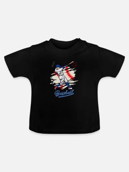 Dynamische Baseballschaukel Illustration - Baby Bio-T-Shirt mit Rundhals - Schwarz