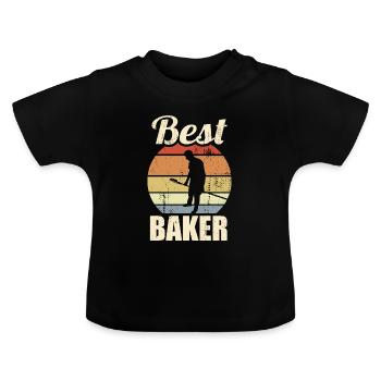 Funny Baker - Baby Organic T-Shirt with Round Neck - black - Front