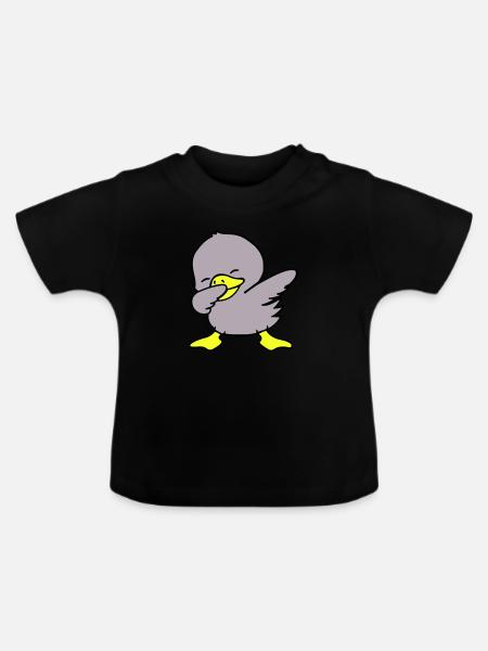 duck dabbing - Baby Bio-T-Shirt mit Rundhals - Schwarz