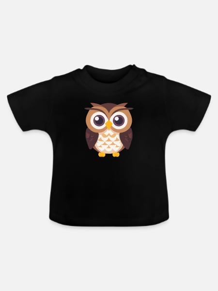 Uhu Eule Vogel baby - Baby Bio-T-Shirt mit Rundhals - Schwarz