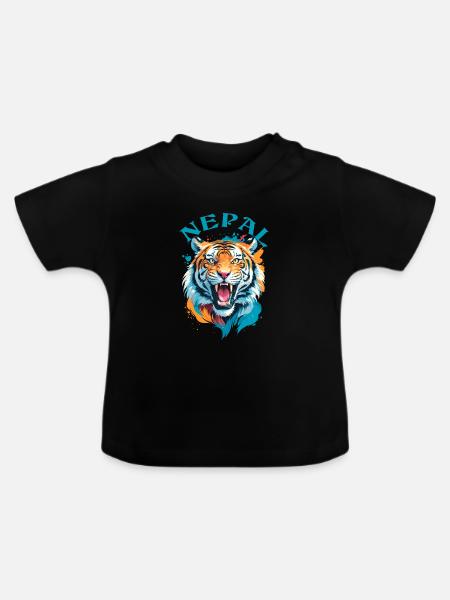 Nepalesischer Tiger - Baby Bio-T-Shirt mit Rundhals - Schwarz