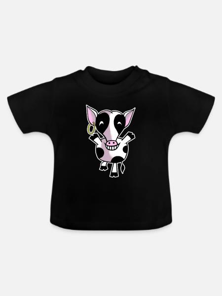 Glückliche Kuh - Baby Bio-T-Shirt mit Rundhals - Schwarz