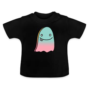 Dégradé de doodle fantôme - T-shirt bio col rond Bébé - noir - Devant