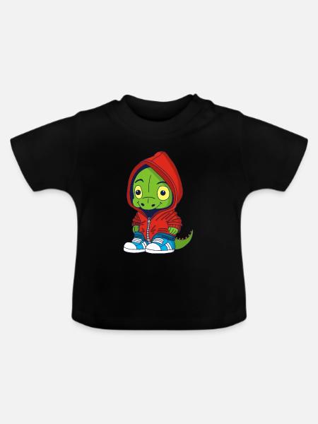 Kleiner städtischer Dinosaurier - Baby Bio-T-Shirt mit Rundhals - Schwarz