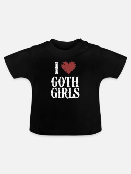 Ich liebe Goth Girls - Baby Bio-T-Shirt mit Rundhals - Schwarz