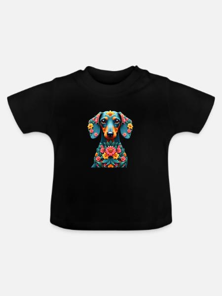 Dackel Dachshund Tekel - Baby Bio-T-Shirt mit Rundhals - Schwarz