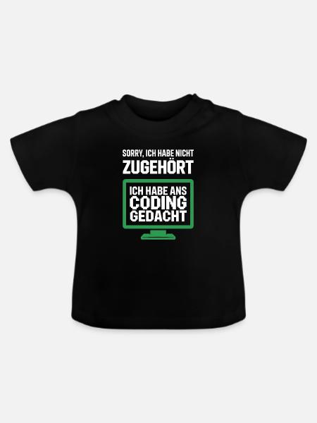 Coding Gedacht Bildschirm Spruch - Baby Bio-T-Shirt mit Rundhals - Schwarz